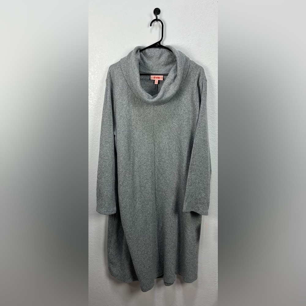 EVRI Women's Rib Knit Gray Long Sleeved Dress Sz 2X Long NEW WTags Fall Career
